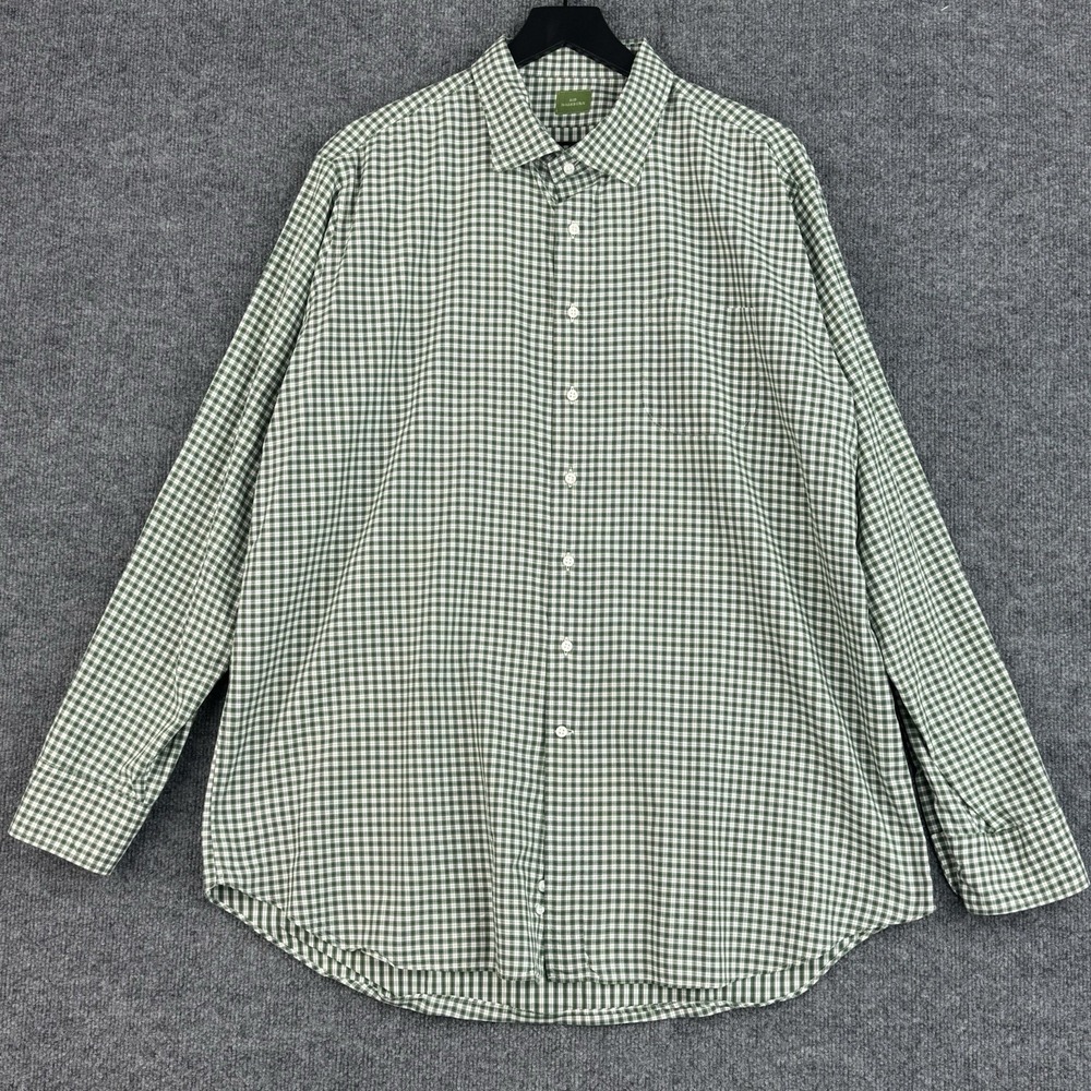 Sid Mashburn Button Up Shirt Mens XXL Green Gingham Casual Luxury Long Sleeve